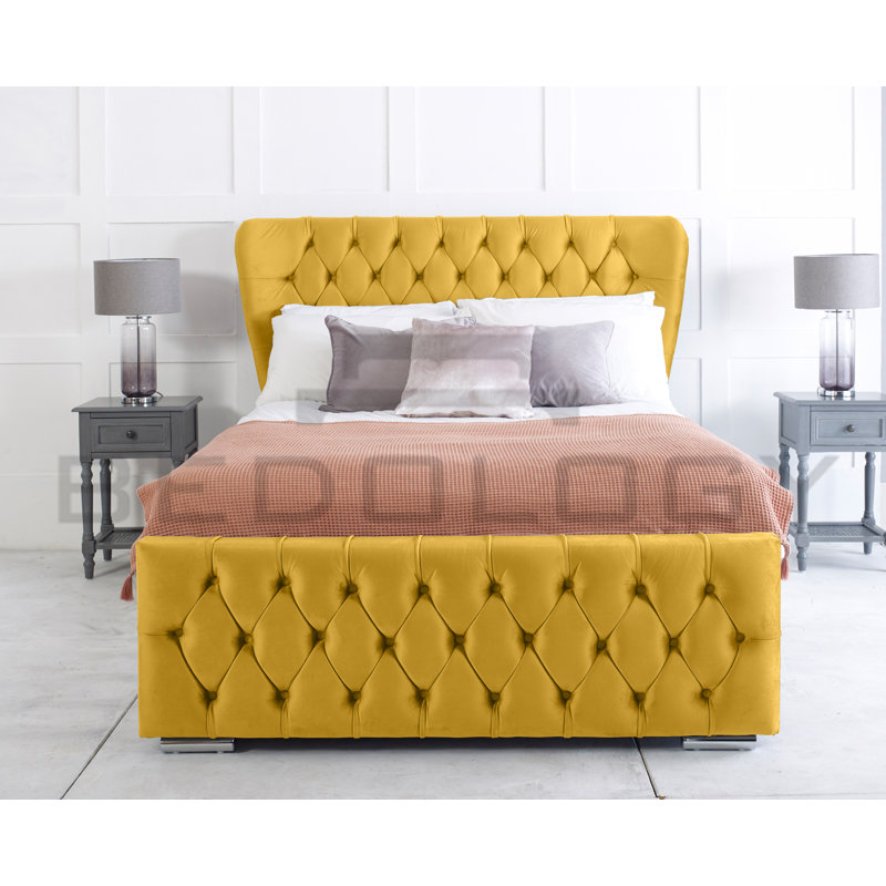 Cadnite Upholstered Storage Bed, Single (90x190cm), Yellow