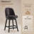 Vintage Upholstered Swivel Bar Stool with Solid Wood Legs-1359364303