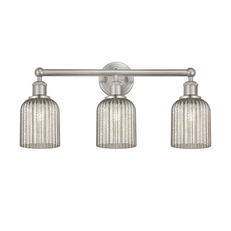 Abat-jour de salle de bain 3 lumières Edison Northgate, Nickel satiné, Gris métallisé