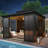 12 x 10 FT Outdoor Hardtop Sunroom Gazebo, Fully Enclosed Patio Solarium with Galvanized Steel Double Roof, Aluminum Frame, Lockable Sliding Doors & Slideable PE Screen Windows, All-Season Outdoor Gazebo for Backyard, Deck & Hot Tub