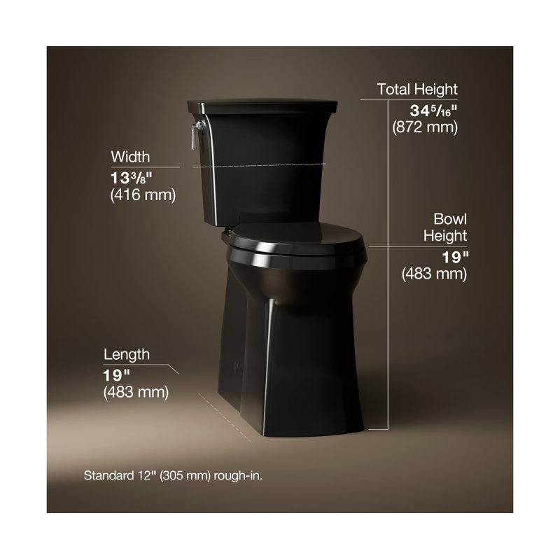 Corbelle Tall Continuousclean Two-Piece Elongated Toilet With Skirted Trapway 1.28 Gpf, Black