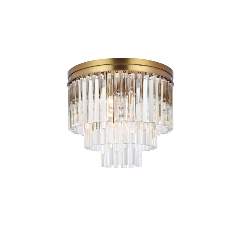 Maxfield Round Crystal Maxfield in Satin Gold, 16" H x 20" W x 20" D, 9 Lights