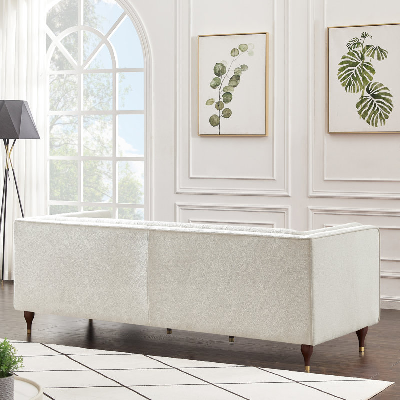 Canapé Chesterfield de style moderne Mid-Century de 84 po Emerson, Beige Boucle