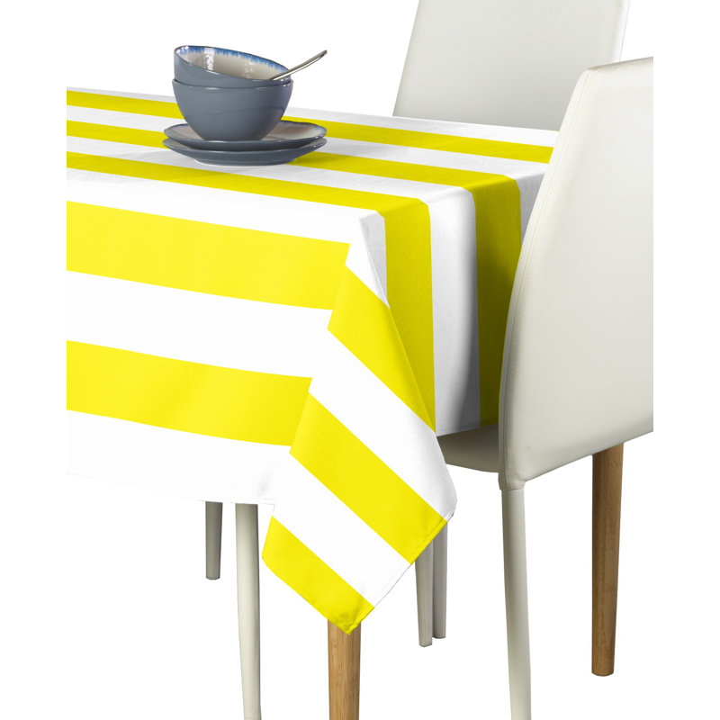 Milliken Signature Cotton Striped Tablecloth Rectangular Ervin Stripe, 104" L x 60" W, Yellow
