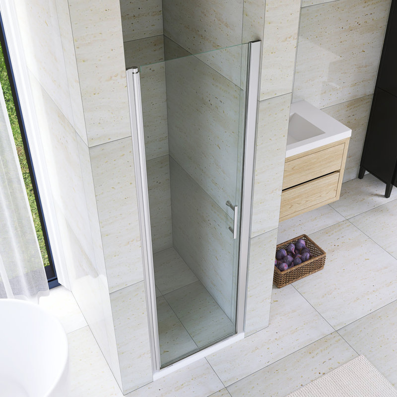 24-25 3/8" Pivot Semi-Frameless Shower Door, Chrome