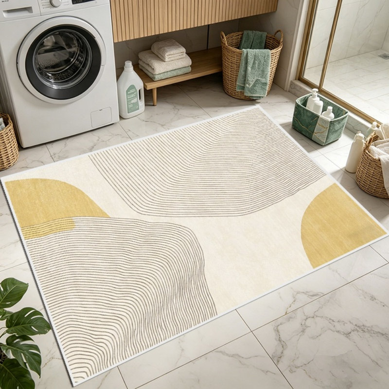 Wabi-sabi style abstract line carpet, living room floor mat, bedroom coffee table mat, washable and easy to maintain
