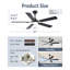 Ventilateur de plafond noir moderne à 5 pales 52 po avec ensemble d'éclairage et télécommande pour chambre à coucher / salon Abdullah
