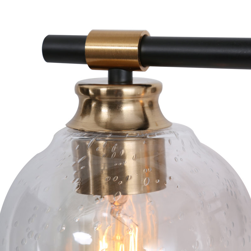 Mariello 3 - Light Dimmable Vanity Light with Seeded Glass, Matte Black/Brass