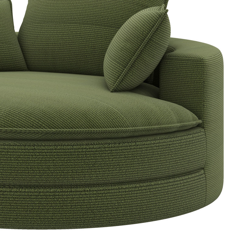 360° Swivel Sofa Chair Accent Barrel Chair Swivel Round Chair With Dual-Layer Cushion Design And 3 Removable Pillows, Green