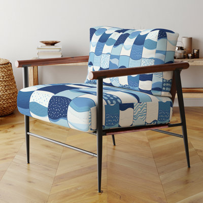 Patchwork Upholstered Chair - Ocean Quilt Blue Arm Chair