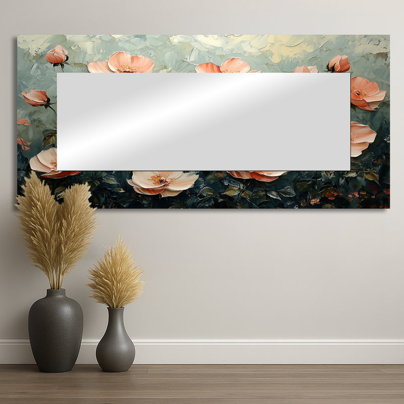 Roses Flowers Fragrance Of Serenity I - Floral Wall Mirror Art - Printed On Metal, 28" x 60"