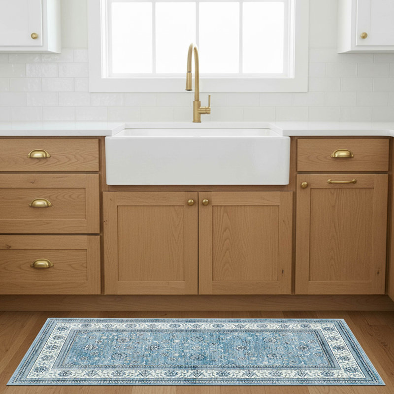 Dream Mink Finley Printed Chenille Rugs, 2' x 4', Blue