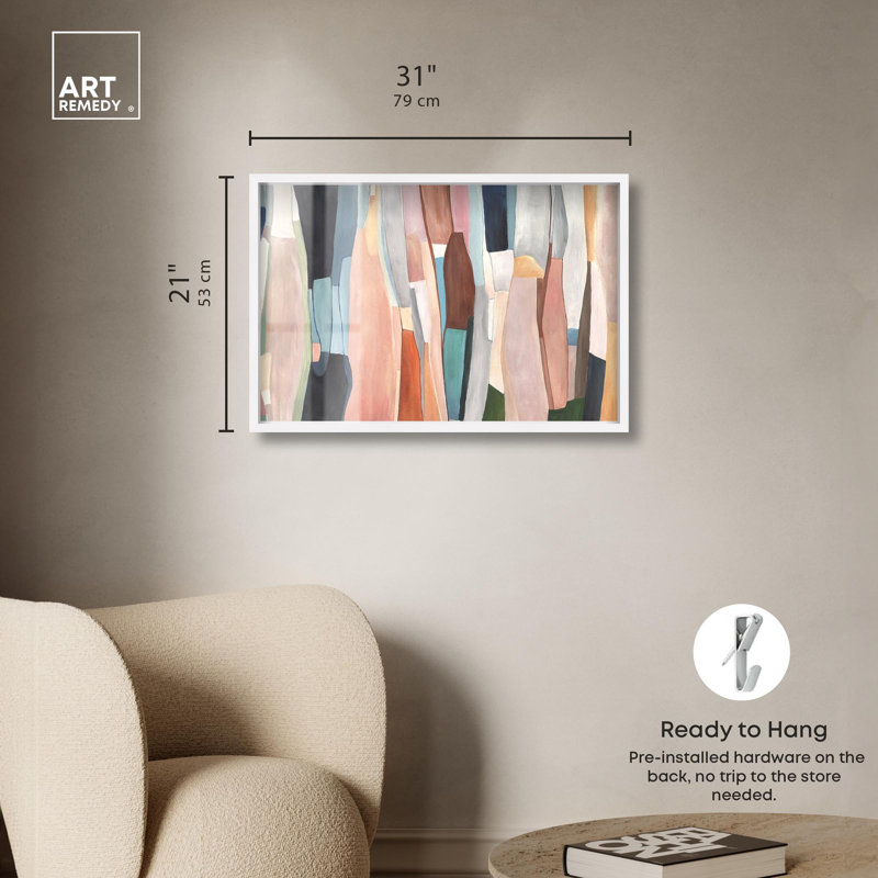 «Playful Shadows Living Room Art Shadowbox» par Art Remedy, H 21 po x l 31 po, Blanc