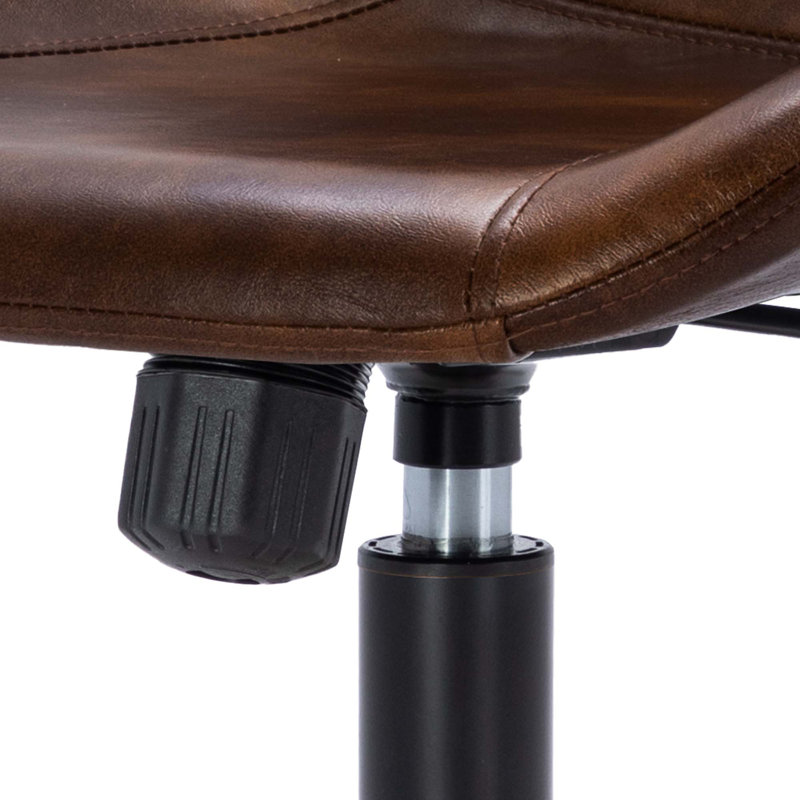 Mariello 23" Wide Adjustable Height Leather Swicel Office Chair With Quilted Backrest, Black, Camel