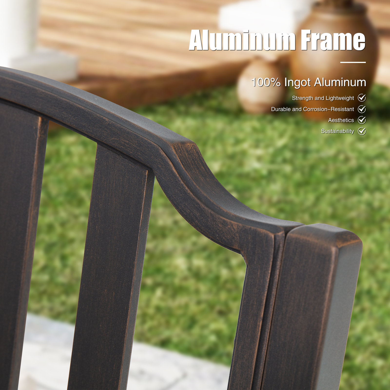 Patio Aluminum Dining Chairs With Sunbrella® Cushions