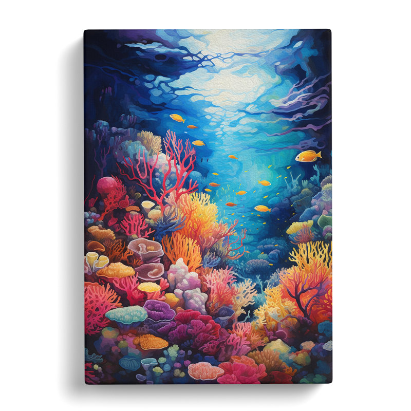 Coral Impressionism Art No.2 - Wrapped Canvas, 50cm H x 35cm W x 3cm D