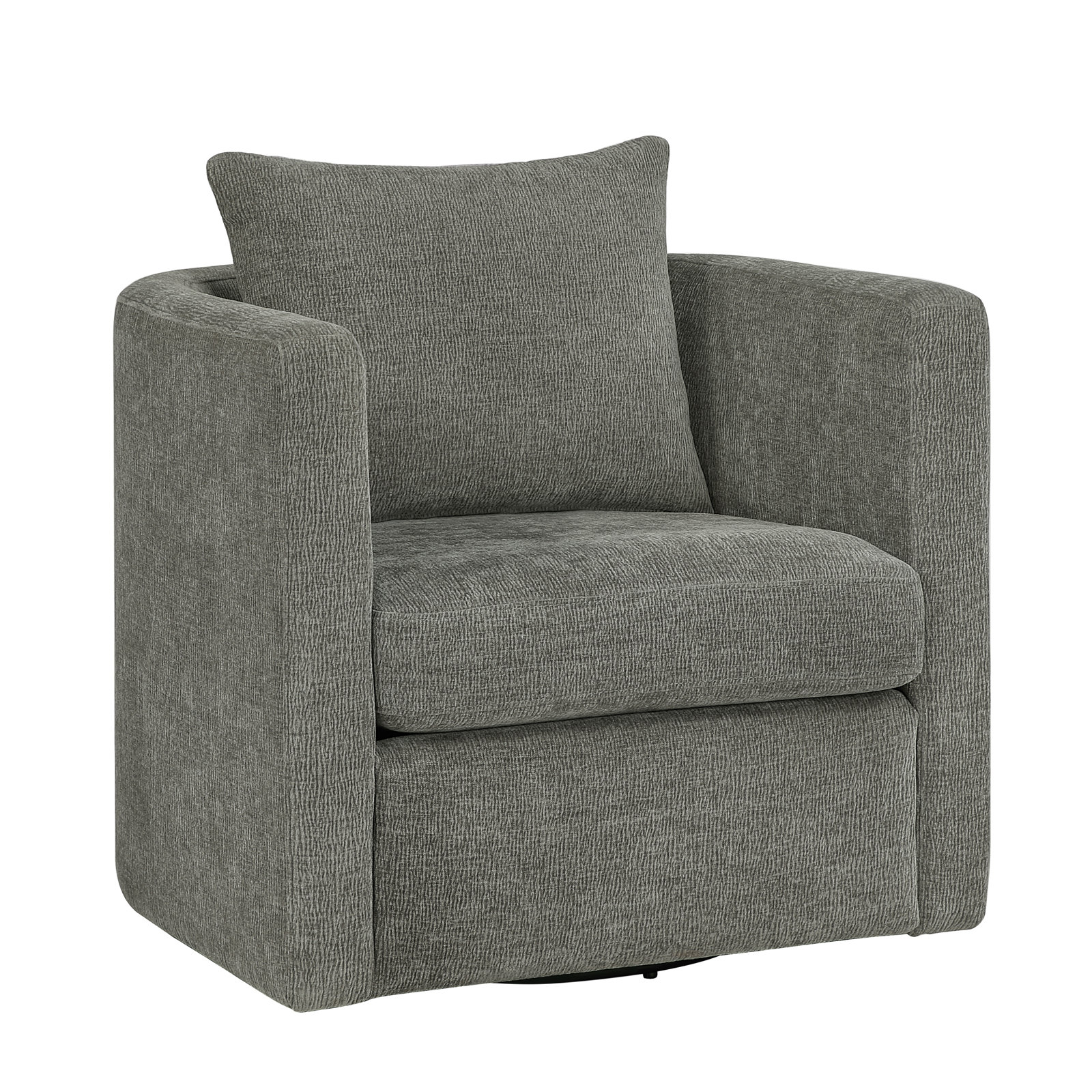Fran Swivel Barrel Chair, Gray Polyester