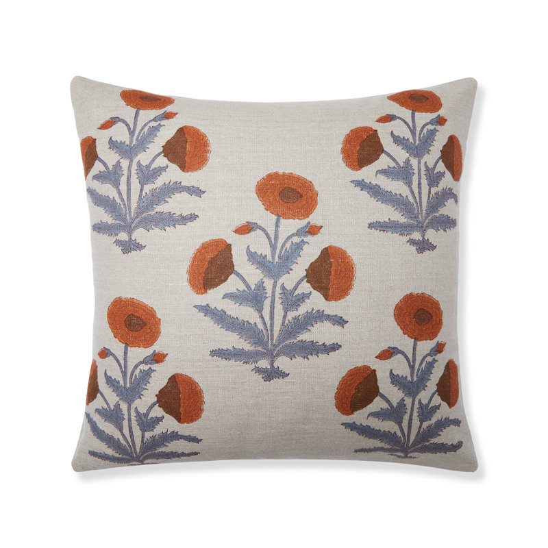 Mogul Buta Pillow Cover - 22" x 22", Blue Floral