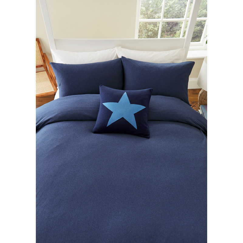 Jersey Cotton Duvet Cover Set, King Size Duvet Cover + 2 Pillowcases, Blue