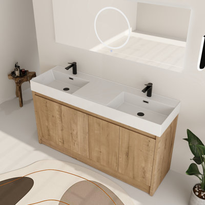 Ensemble de meuble-lavabo double 60 po avec plateau en résine Chesham