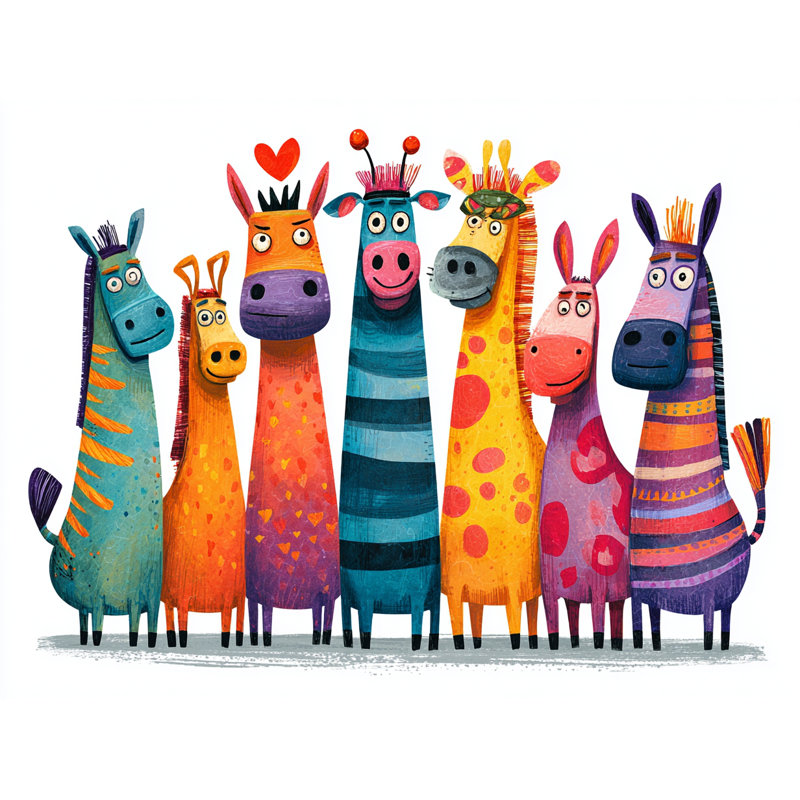 «Happy Herd Portrait», art mural sur toile tendue, H 24 po x l 36 po