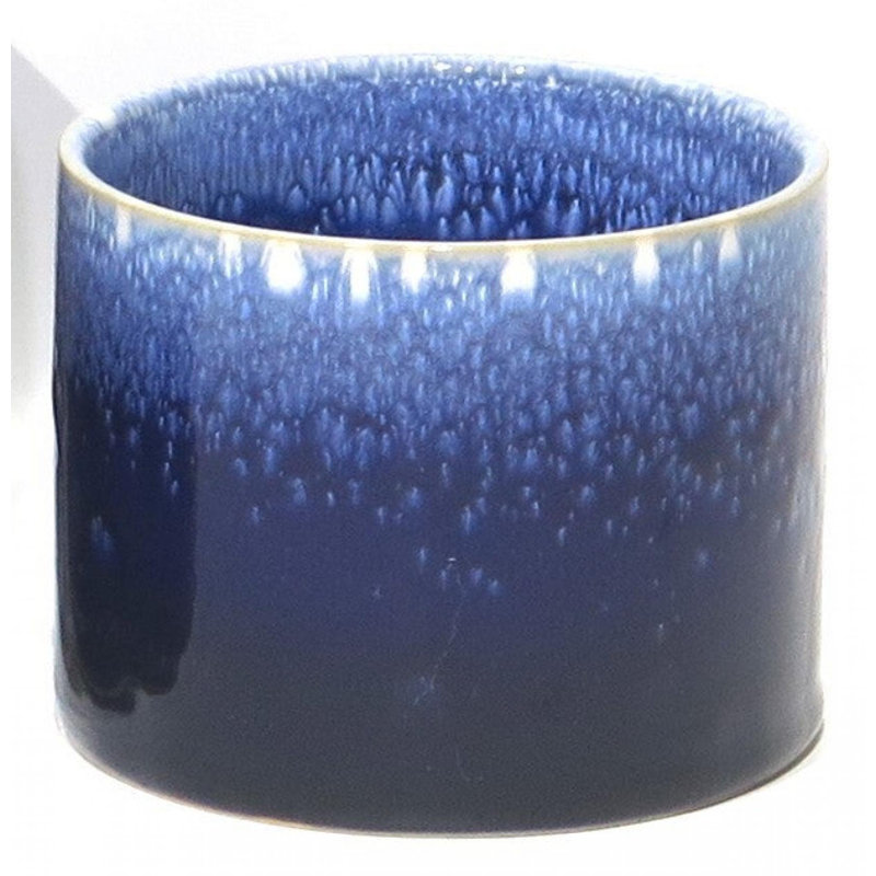 Pot à fleurs en céramique glacis bleu marine réactif