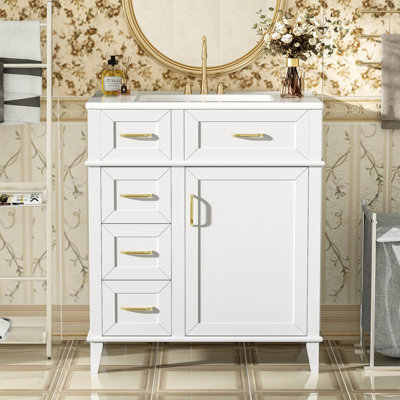 30" Single Bathroom Vanity with Ceramic Top