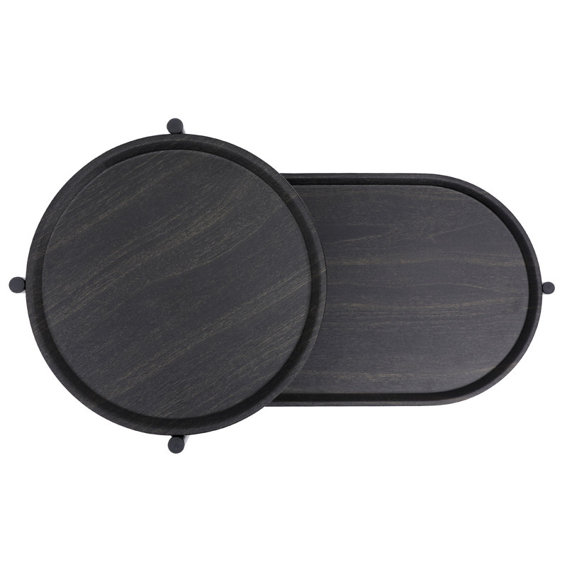 Table de bout ronde noire avec tablette imperméable pour les chambres à coucher, Noir