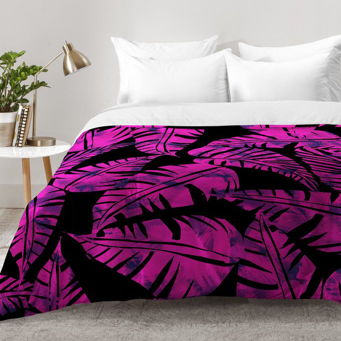 Ensemble d'édredon Schatzi Brown Lani Kai Leaf Magenta, Édredon double / grand + 2 taies décoratives sta