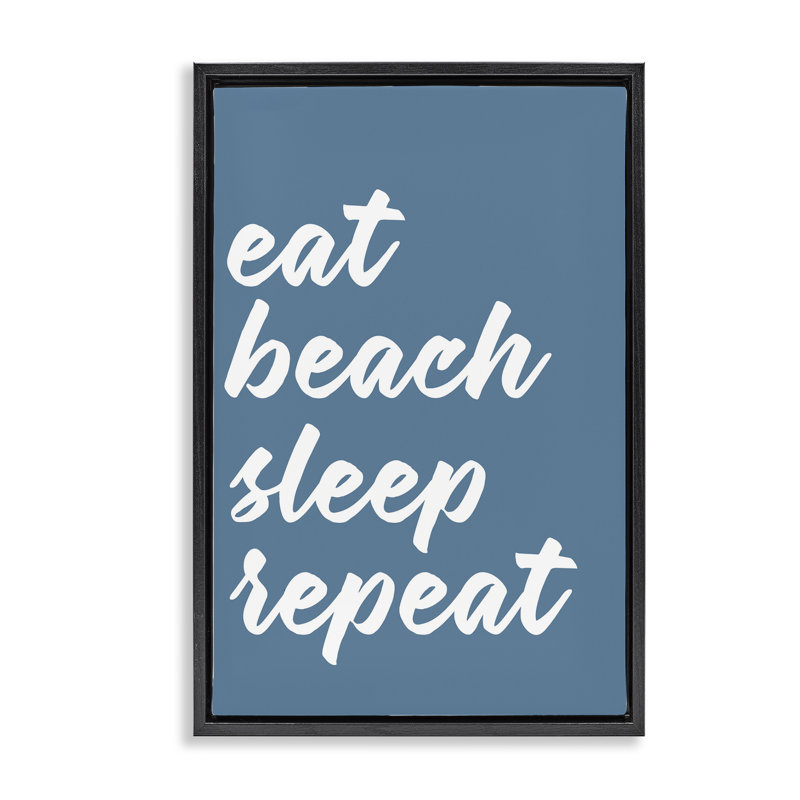 Toile flottante encadrée avec plage répétée, H 25 po x l 17 po, Cadre flottant noir de jais