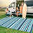 Reversible Outdoor Rug 8x10ft – Waterproof Plastic Straw Patio Carpet – Modern Geometric Striped, Mark Resistant, Portable, Washable – Garden, Deck, RV, Camping, Beach, Backyard
