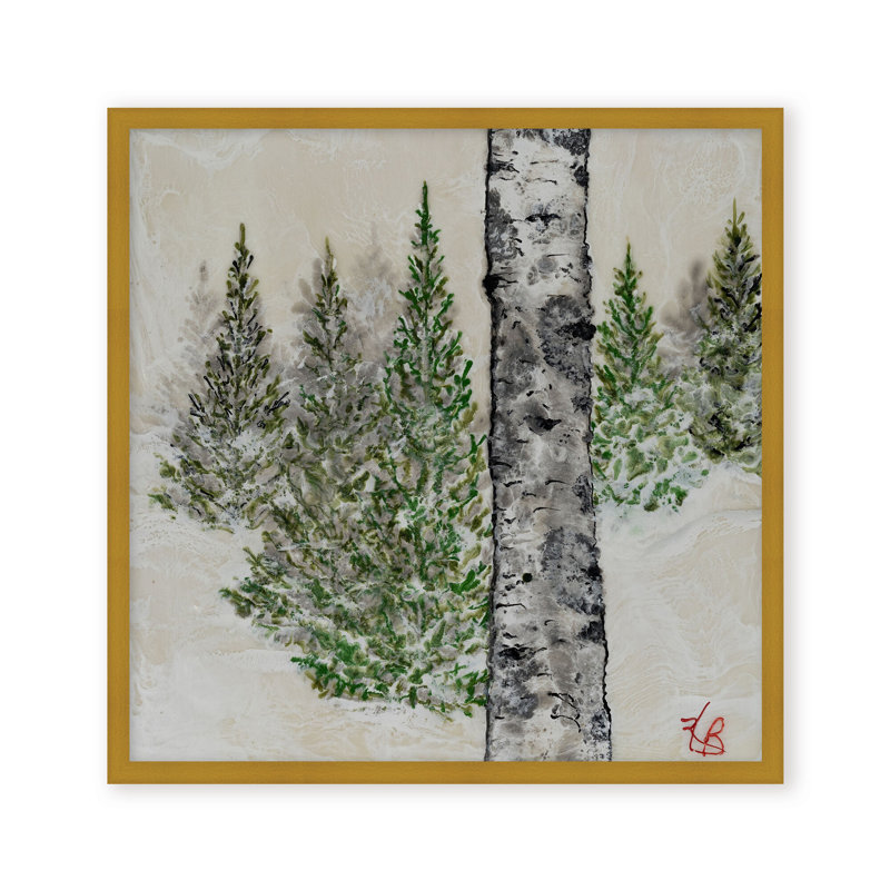 Nature Inspired "Wintered Pines" Canvas Wall Art By , 12" H x 12" W, Framed Canvas, Brown