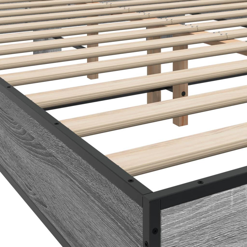 Olgun Open-Frame Bed, European Double (140 x 200cm), Grey Sonoma