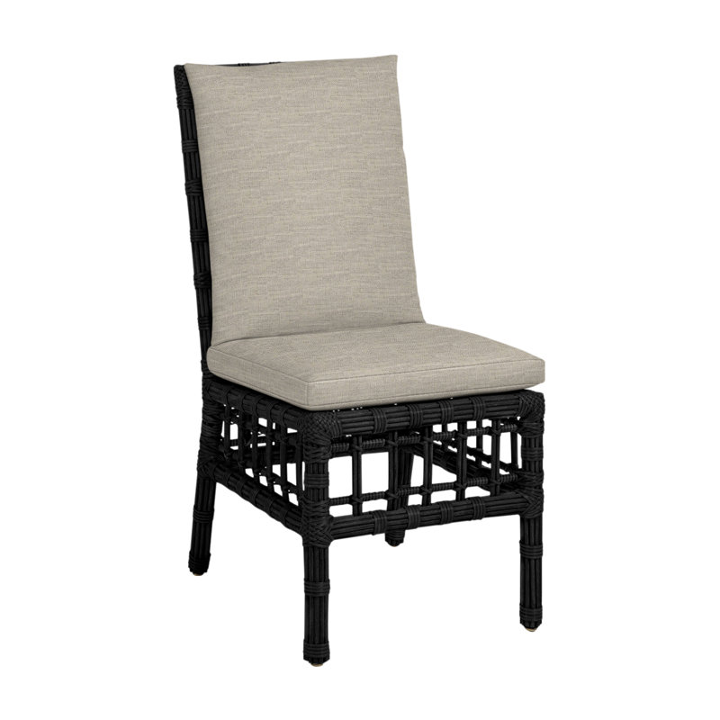 Chaise d'appoint Newport Woven - Onyx, Pas de soudure, Sunbrella® ‑ lin colombe, Onyx