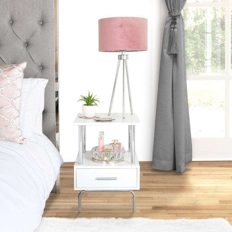 Paislee 40cm W Steel Bedside Table