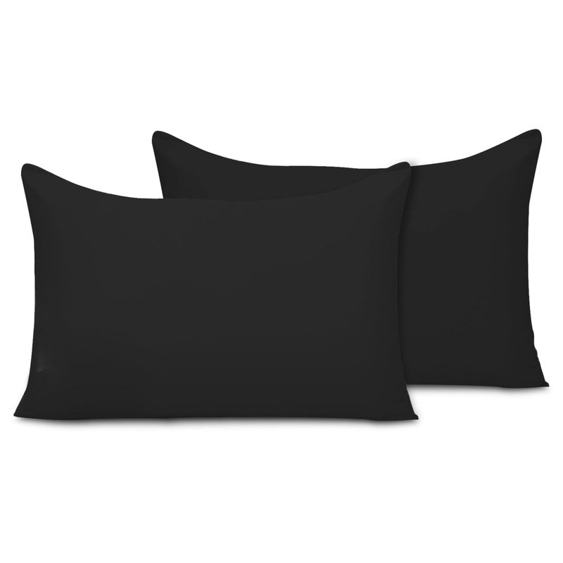 Microfiber Flatweave Pillowcase Case Pack, Black