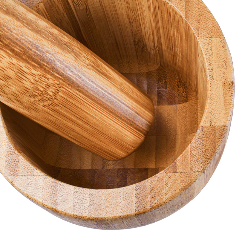 Eco-Friendly Bamboo 2-Piece Rolling Pin and Garlic Bowl Set