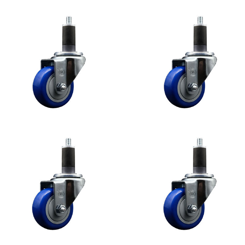 Ensemble de roulettes extensibles pivotantes en poly de 3 pouces 1-1 / 4 pouces