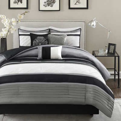 Édredon très grand lit gris, 7 pièces, édredon rembourré 7 pièces, literie de décoration traditionnelle, toute l'année