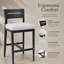Tabourets d'extérieur (ensemble de 2) - Aluminium noir Ember avec coussins Sunbrella - Dossier ergonomique