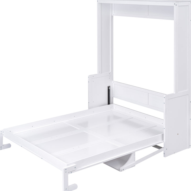 Grand lit avec tablette de rangement, blanc - Chambre pratique et pratique