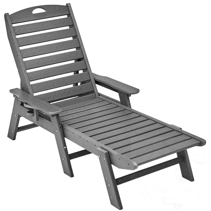 Adjustable Reclining Outdoor Chaise Lounge, Gray