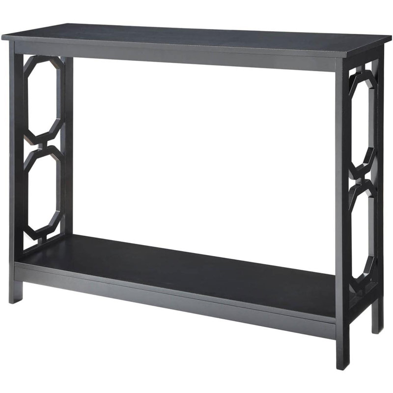 Omega Glossy Black 40" Console Table with Storage Shelf
