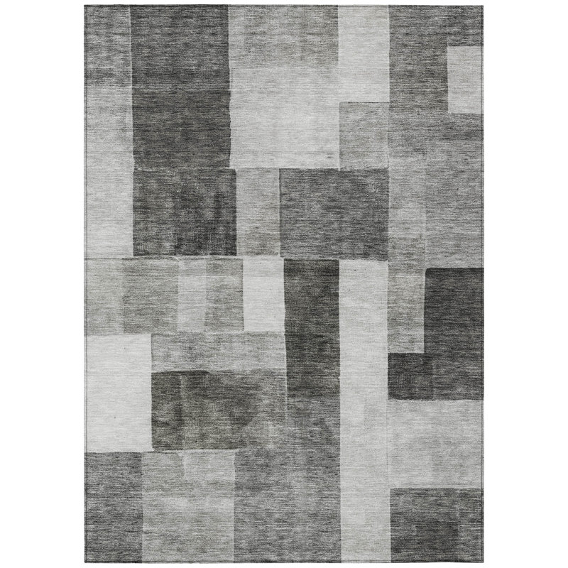 Wovari Gray Washable Indoor-Outdoor Rug - , 5' x 7'6"