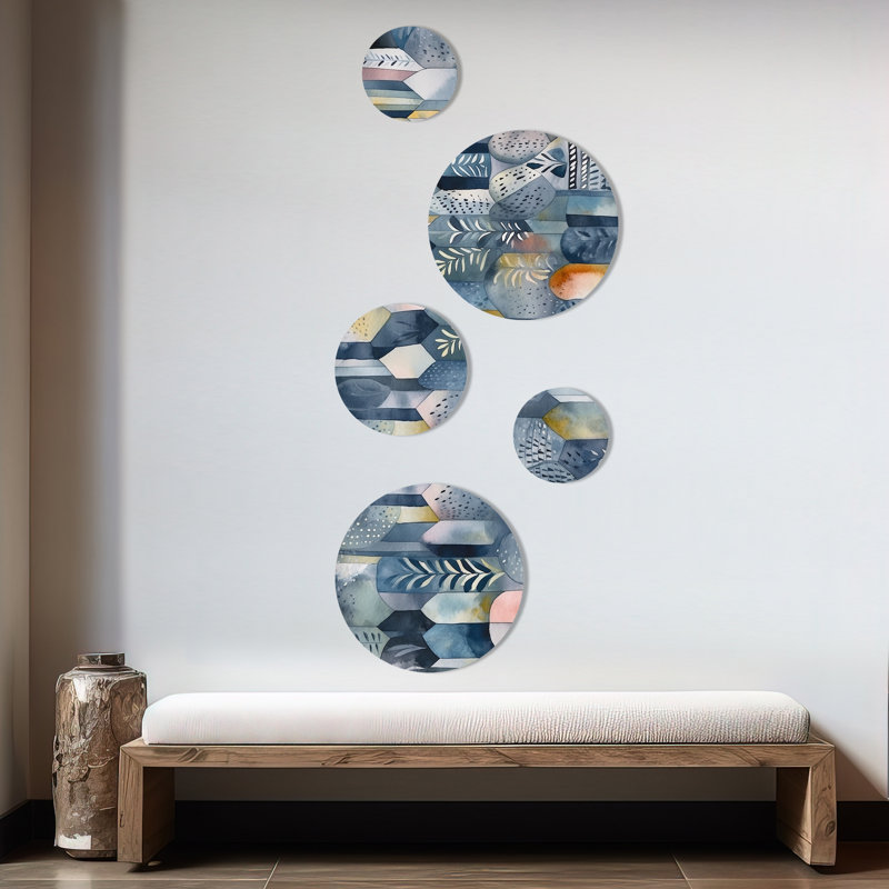 Décoration murale géométrique moderne bleue et blanche à géométrie infinie I