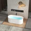 Baignoire autoportante en acrylique - Baignoire de trempage élégante en blanc brillant avec design cannelé, trop-plein encastré et bonde en nickel brossé, modèle 02149-bn