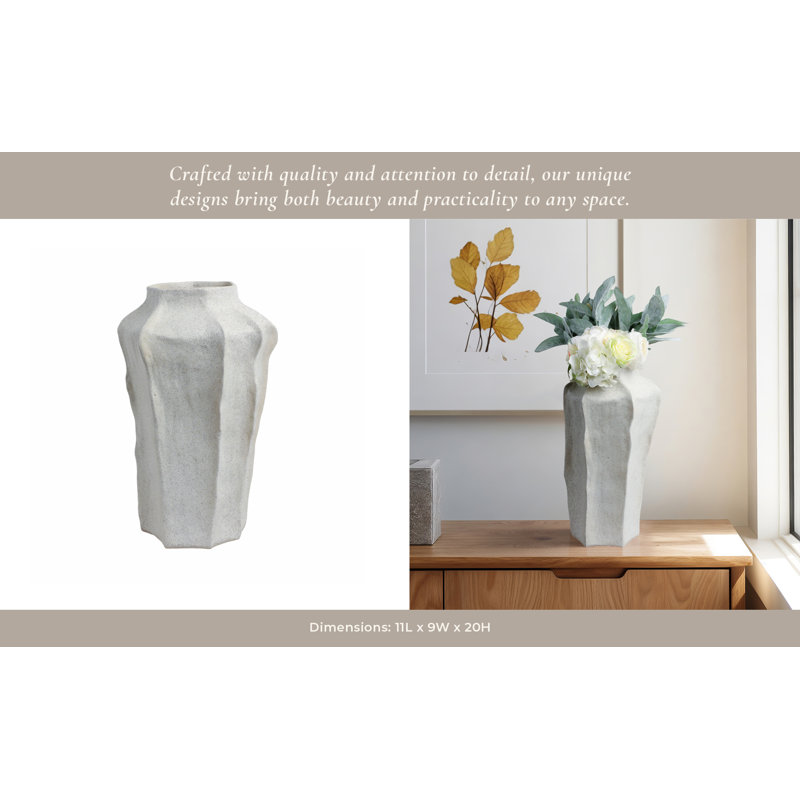 Sagebrook Home 20" Delrio Large Porcelain Vase, Gray