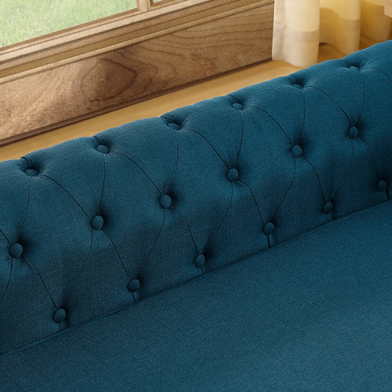 Élégant lit pour animaux de compagnie rectangulaire pour chiens grands et surdimensionnés, canapé-lit surélevé durable, canapé pour chien confortable, canapé pour chien en tissu de lin moderne et tendance - Bleu foncé