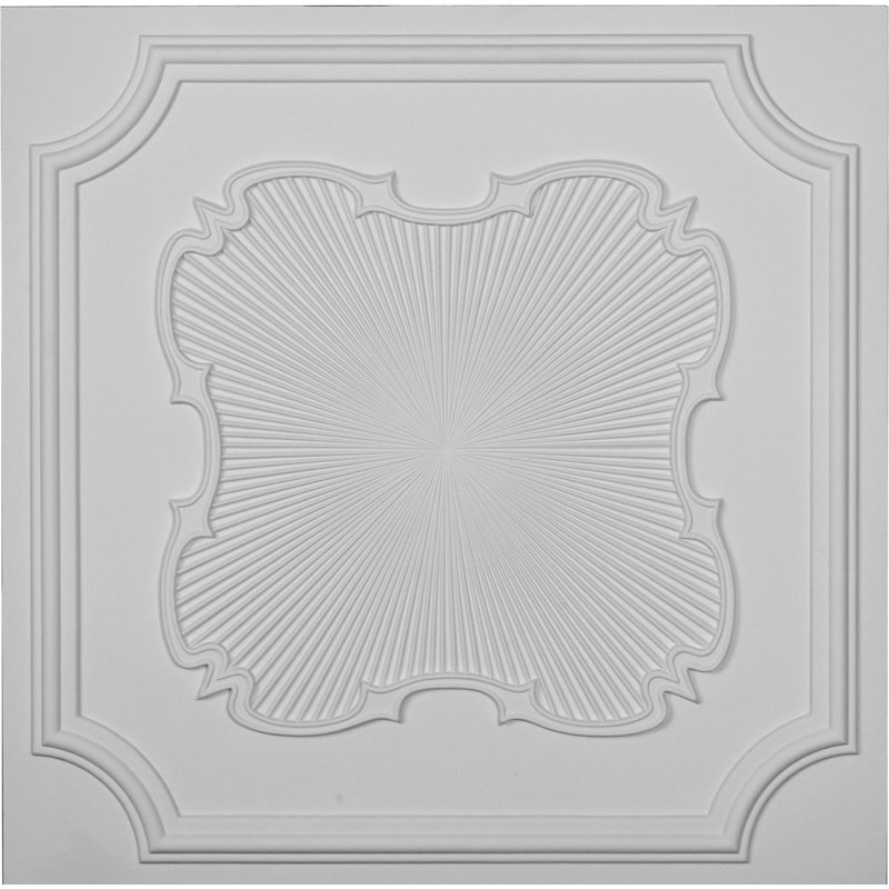 Carreau de plafond blanc en polyuréthane à coller 2 pi x 2 pi Eryn