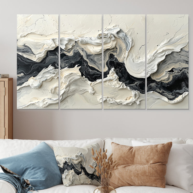 Nyima - Marble Wall Art - ensemble d'art mural moderne, 4, H 32 po x l 64 po